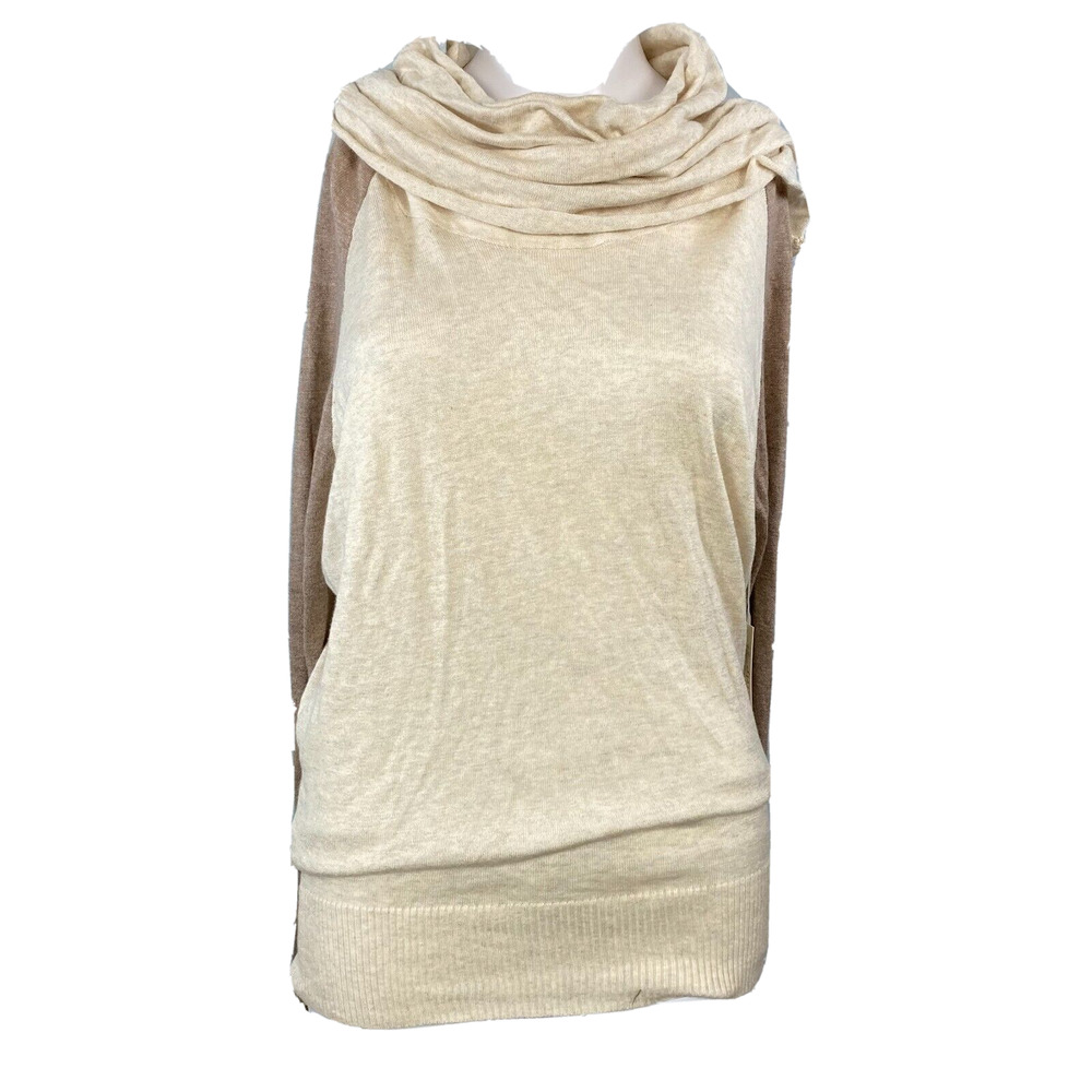 NWT Kaisley Sweater Womens Sz XS Beige Neutral Drape Neck Lightweight Cotton